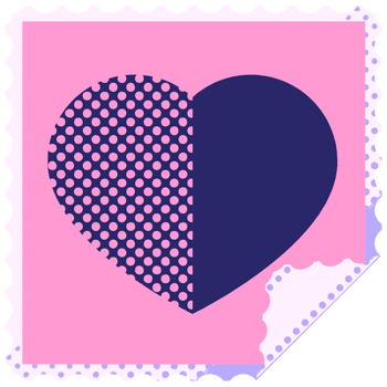 A heart shaped sticker with polka dots png