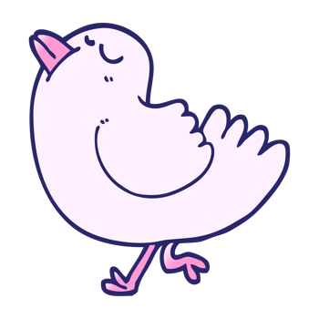 A cartoon white bird with pink eyes png