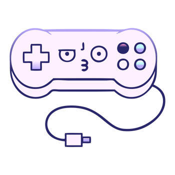 A game controller with a cord and a face png