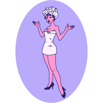 A cartoon woman in a bathrobe and high heels png