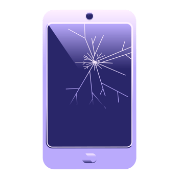 A broken cell phone with a cracked screen png
