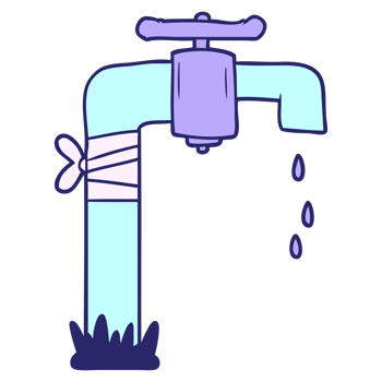A cartoon illustration of a faucet with a dripping water png
