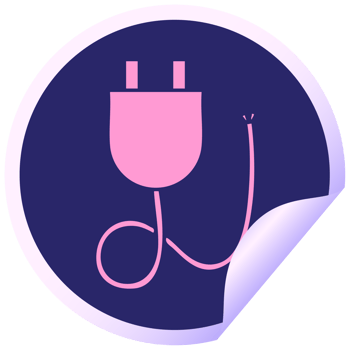 A pink plug with a purple cord in the middle of a circle png