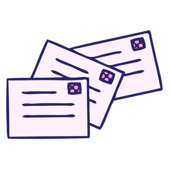 Two envelopes with a pink dot on each side png