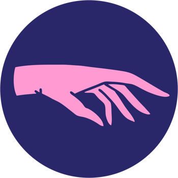 A pink hand with a pink finger pointing out png