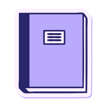 A purple book with a note inside it png