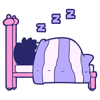 A cartoon character sleeping in a bed png