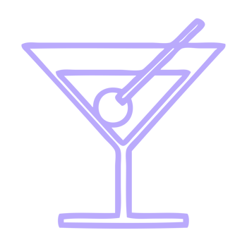 A purple martini glass with a straw png