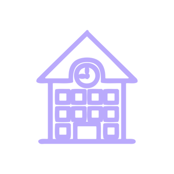 neon color school house symbol icon on transparent background png