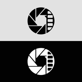 Photography logo design aperture shutter icon film creative studio graphic branding illustration vector