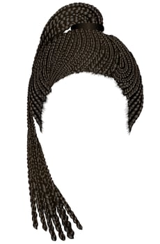 trendy women african hairs cornrows. black colour .high ponytail . fashion beauty style vector