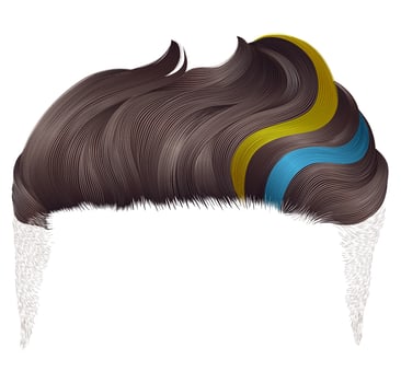 A wig made of brown brunette men's hair with color dyeing. The flag is blue,yellow vector