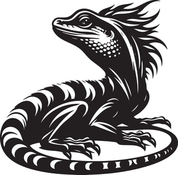 Stylized Black and White Illustration of a Detailed Lizard vector