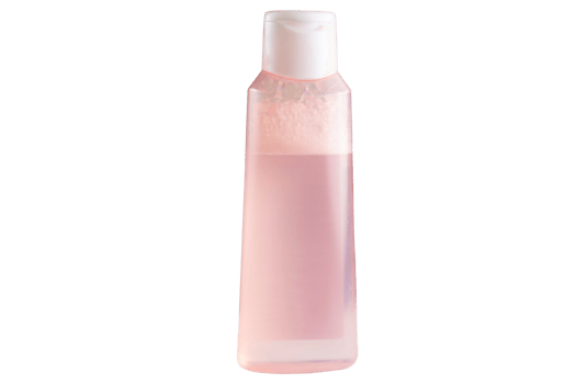 Pink plastic bottle with liquid transparent png