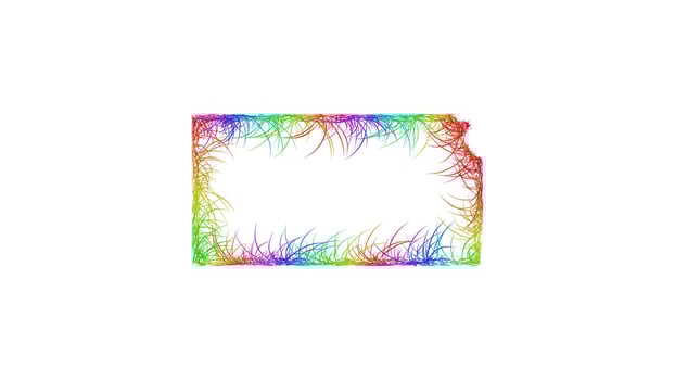 Rainbow sketch outline map of Kansas vector