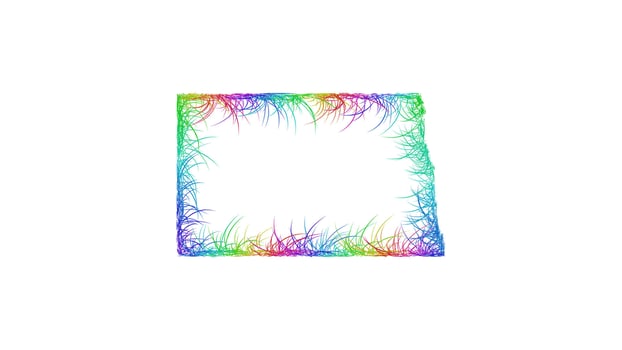 Rainbow sketch outline map of North Dakota vector