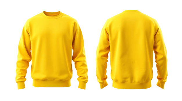 Yellow sweatshirt mockup template png