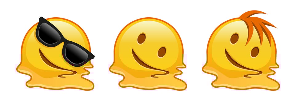 Melting face Set of three yellow emoji vector