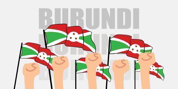 hand with flag of the Burundi or Burundi independence day illustration of Burundi flag with gray background banner or greeting card vector