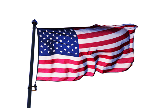 Flag of United States cutout on transparent background. American flag png