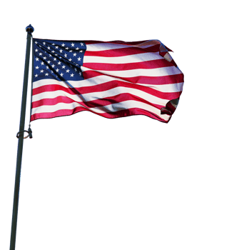 Flag of United States cutout with transparent background. American flag png