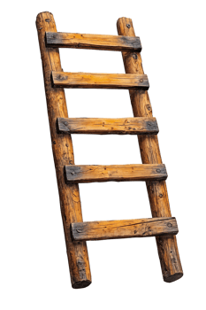 tall wooden climbing ladder on Transparent Background png