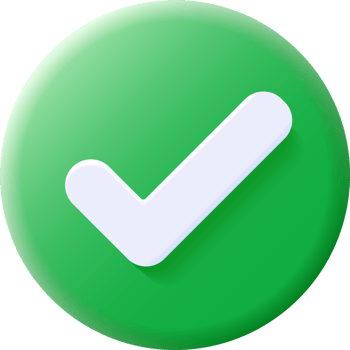 Green check mark 3D icon symbol isolated transparent clipart png