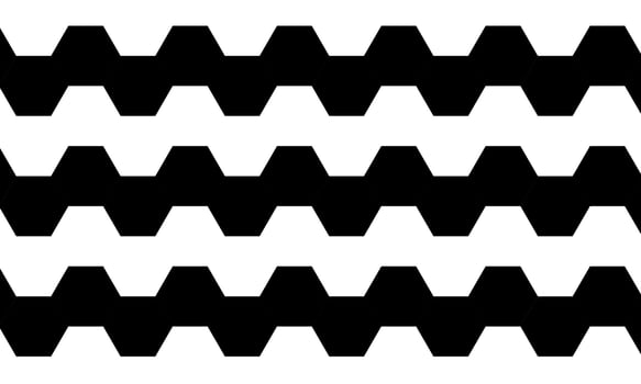 Hexagon black and white geometric pattern. horizontal pattern. dynamic monochrome art. vector