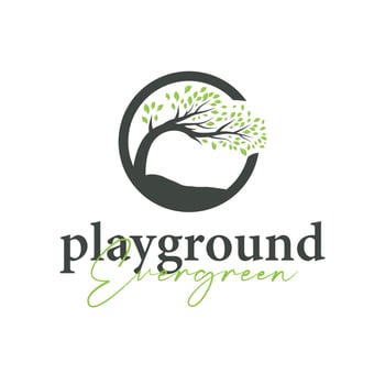tree children playground logo natural tree as a playground and green forest tree nature as a product brand symbol or poster illustration template vector