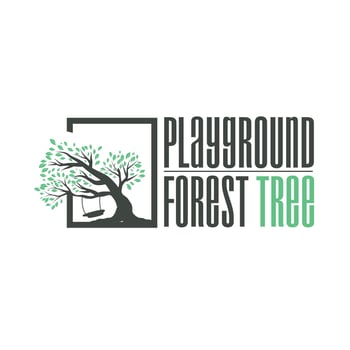 tree silhouette concept children playground logo natural tree concept as a playground and green forest tree nature as a product symbol or poster illustration template vector
