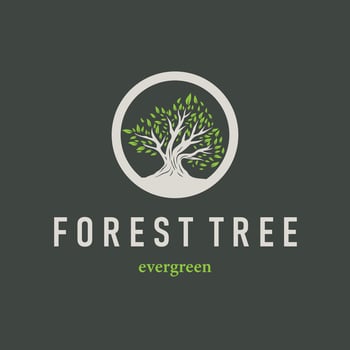 tree silhouette children playground logo natural tree concept as a playground and green forest tree nature as a product brand symbol or poster illustration template vector
