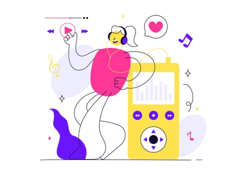 Trending Songs and Viral Tunes Illustration with Voice Signals and Sound Visualization vector