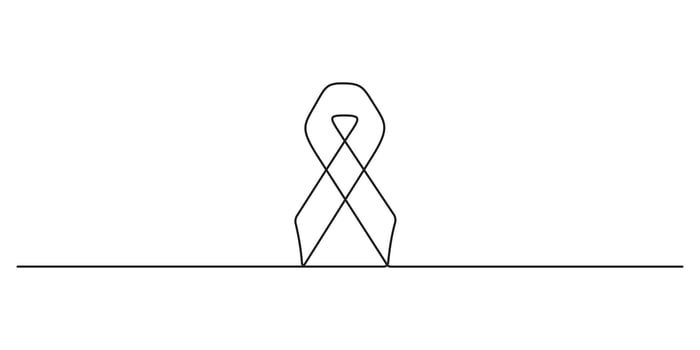 Continuous one line drawing of breast cancer awareness ribbon minimalist style graphic illustration vector