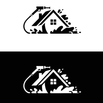 A house with a hose and a hosepipe on it vector