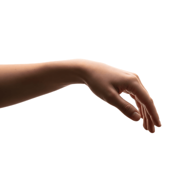 A human hand and arm reaching out, isolated on transparent background png
