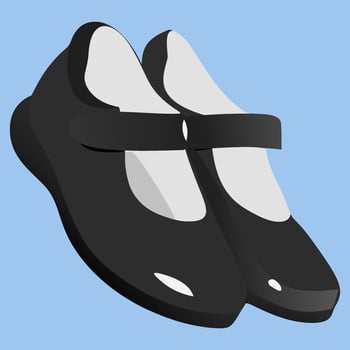 Simple School Girl Shoes Illustration, Black Loafers for Uniform Design vector