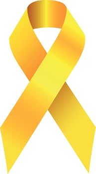 Realistic Awareness Yellow ribbon. Childhood Cancer Awareness Ribbon. Realistic yellow ribbon, childhood cancer awareness symbol. 3d tape EPS 10. Design Template for poster, Website Magazine. vector