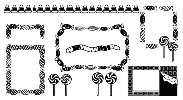 Halloween Candy Border Set. vector