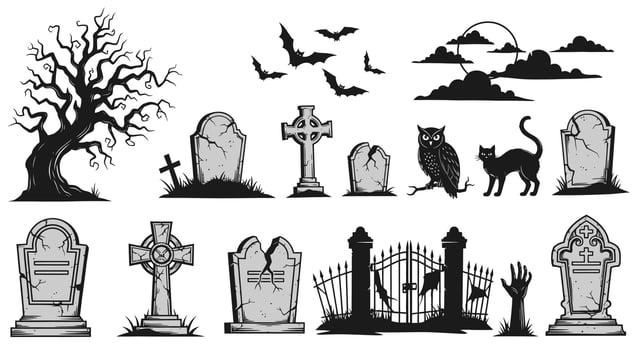Halloween Graveyard Set. vector