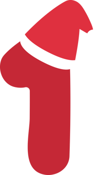 Illustration of cute red Christmas-themed numbers with Santa Claus hats for kids, number one. png