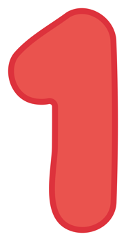Colorful and playful number cartoon illustration for kids. Red number one. png