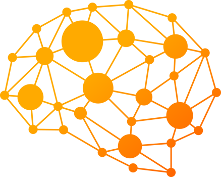 Orange yellow dot line brain artificial intelligence png