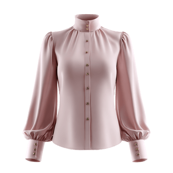Elegant blush pink blouse long sleeves high neck gold buttons stylish womenswear fashion png