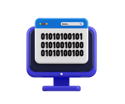Desktop Binary Code icon 3d render concept of computer monitor displaying binary code software testing icon illustration png