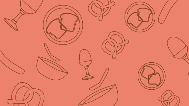 Pretzel and toast breakfast background vector