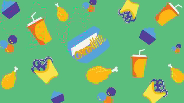 Snack fries and chicken background vector