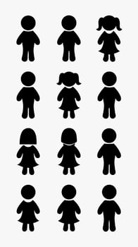 Child Silhouette Bundle with Girl and Boy Icons vector