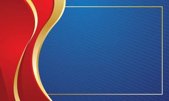 Red gold wave on blue background for luxury certificate vector