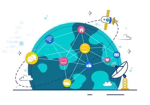 World Development Information Day Poster with Internet and Media for Social ImpactVEC vector