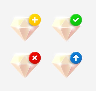 Diamond icons for user actions vector